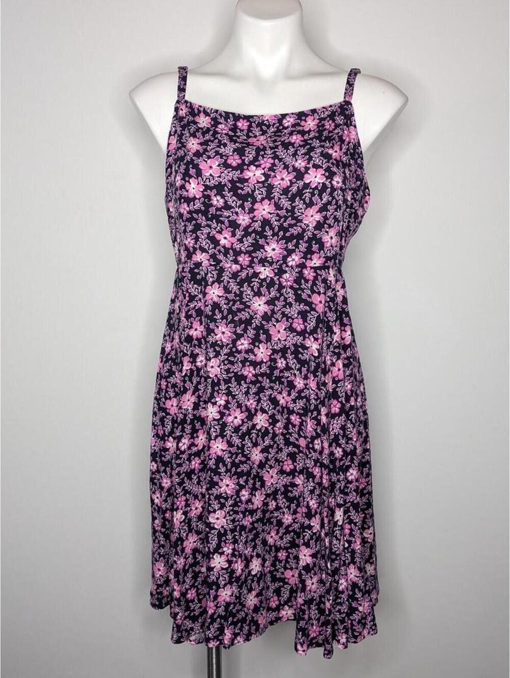 Gap Purple Blue Floral Spaghetti Strap Knee Length Summer Sun Dress M